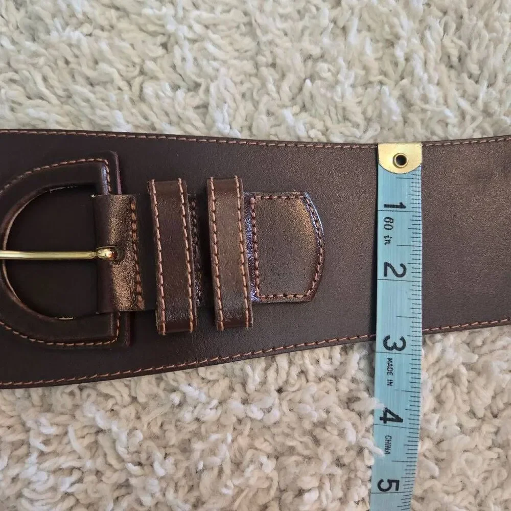 The Limited Dark Brown Wide Leather Waist Belt Made in Italy Size Small